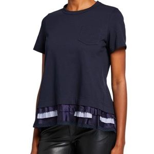 Sacai Navy Cotton Jersey T Shirt